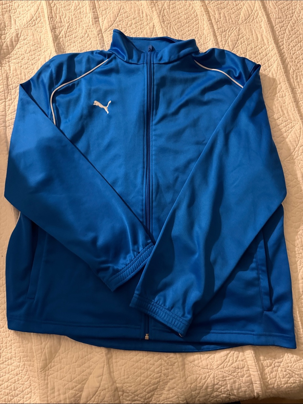 Puma Royal Blue Full-Zip Performance Jacket with White Piping